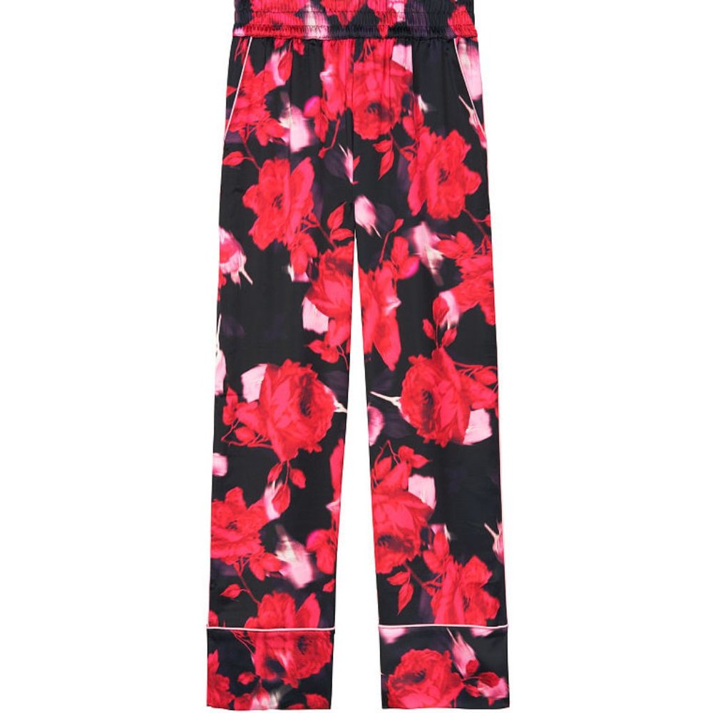 Wide-Leg Satin Pant in Black Rose NWT